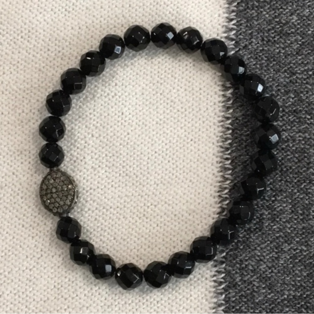 🔥Boutique - Black & Crystal Stretch Bead Bracelet